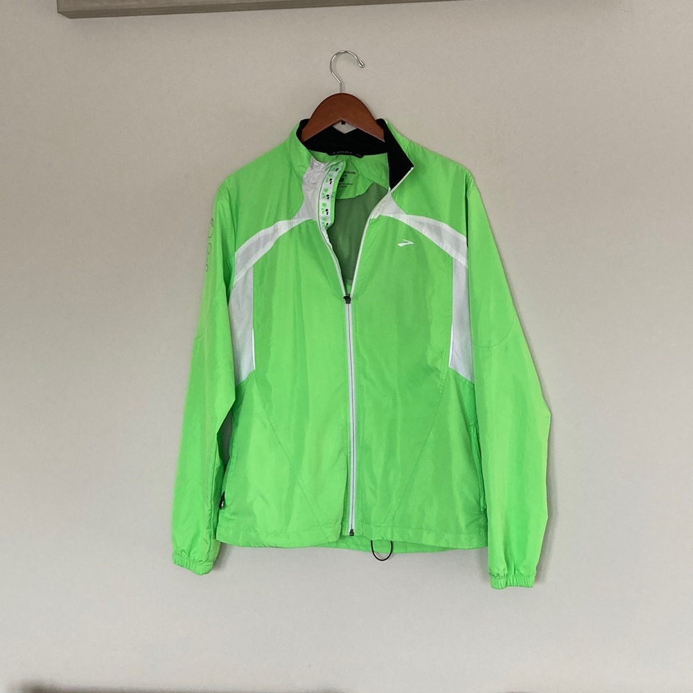 Brooks Green and White Women's Running Jacket